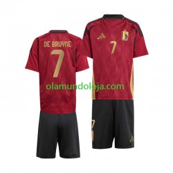 Camisola Bélgica De Bruyne 7 Criança Equipamento Primeiro Euro 2024 Manga Curta